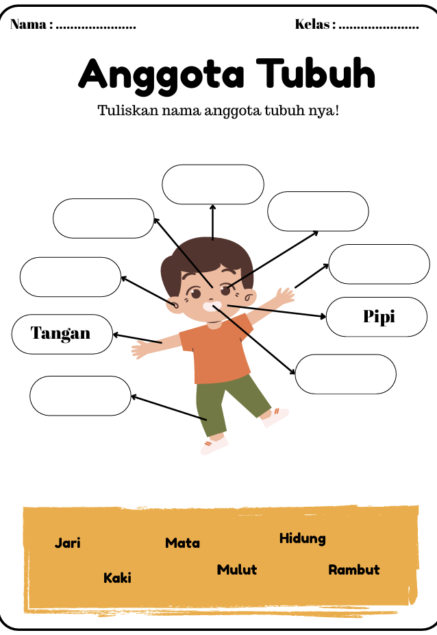 Ebook Anak Belajar Menulis: Nama-Nama Anggota Tubuh